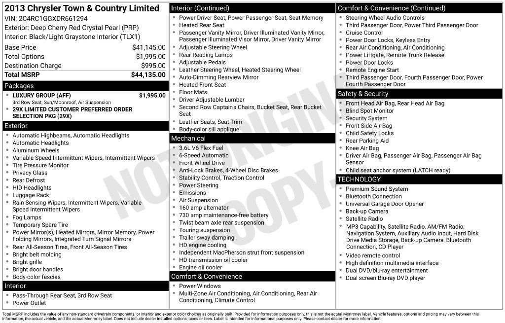 2013 Chrysler Town & Country Limited