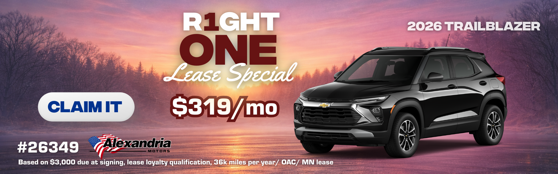 Lease the 2026 Chevy Blazer as low as $319/mo in Alexandria 