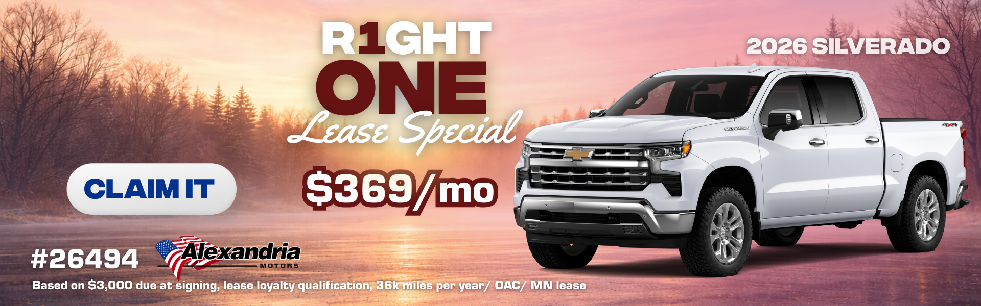 Lease the 2026 Equinox for $369/mo in Alexandria, MN